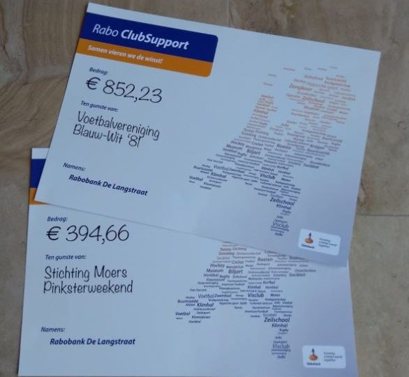 Bedankt voor het stemmen Rabobank Clubsupport!